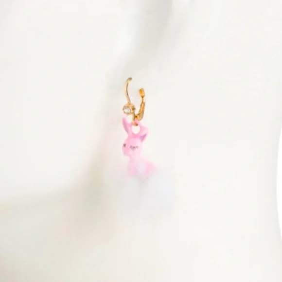 New Betsey Johnson SOMEBUNNYS BABY PUFF EARRINGS - Picture 2 of 8